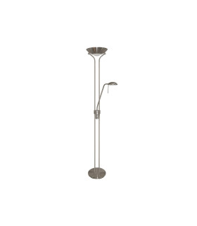 2 Light Mother and Child Floor Lamp Uplighter Satin Silver G9_Off