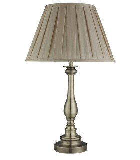 Flemish 1 Light Table Lamp Antique Brass with Pleated Fabric Shade E27_Main