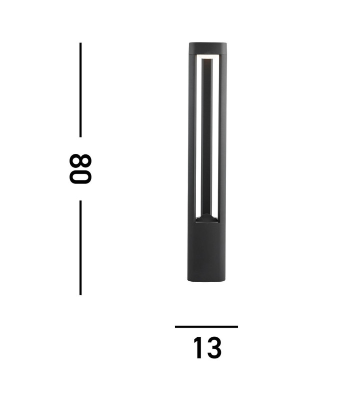Michigan LED Outdoor Tall Aluminium Bollard Light Grey IP54_Line