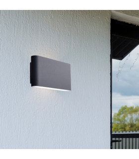 LED Outdoor Aluminium Wall Light Grey with Frosted Diffuser IP44_Room