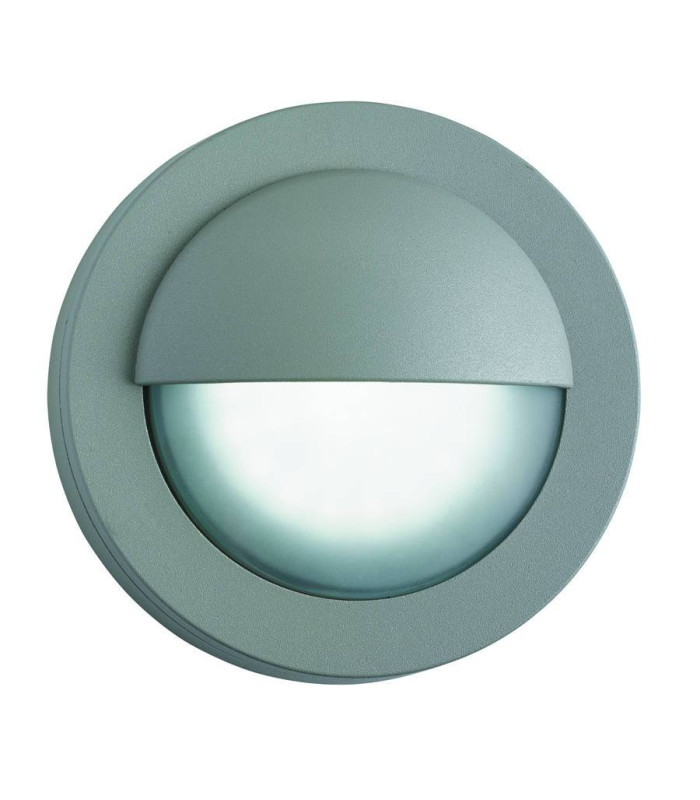 LED Outdoor Bulkhead Glass Aluminium Wall Light Grey IP44_Main