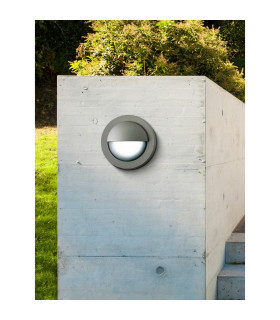 LED Outdoor Bulkhead Glass Aluminium Wall Light Grey IP44_Room