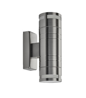 2 Light Outdoor Up Down Wall Light Stainless Steel IP44 GU10_Off