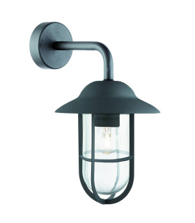 Genoa 1 Light Outdoor Dome Wall Light Black IP44Glass Lanterns Matt E27_Main