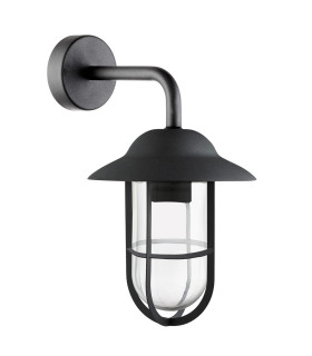 Genoa 1 Light Outdoor Dome Wall Light Black IP44Glass Lanterns Matt E27_Off