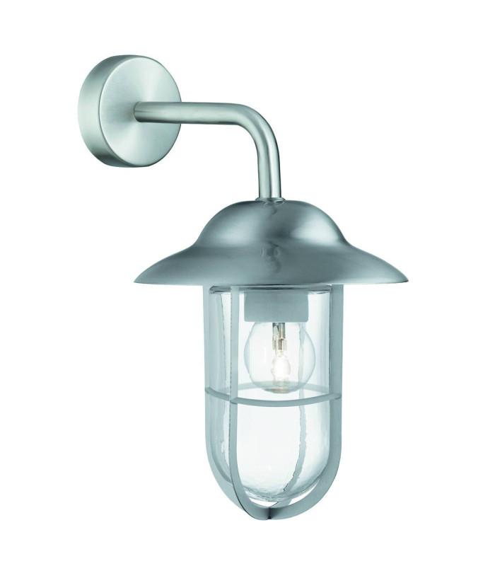 Genoa 1 Light Outdoor Fisherman Dome Wall Light Stainless Steel IP44Glass Lanterns E27_Main