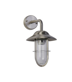 Genoa 1 Light Outdoor Fisherman Dome Wall Light Stainless Steel IP44Glass Lanterns E27_Off