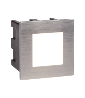 LED Indoor / Outdoor Square Recessed Marker Wall Light White Brushed Chrome IP65_Main