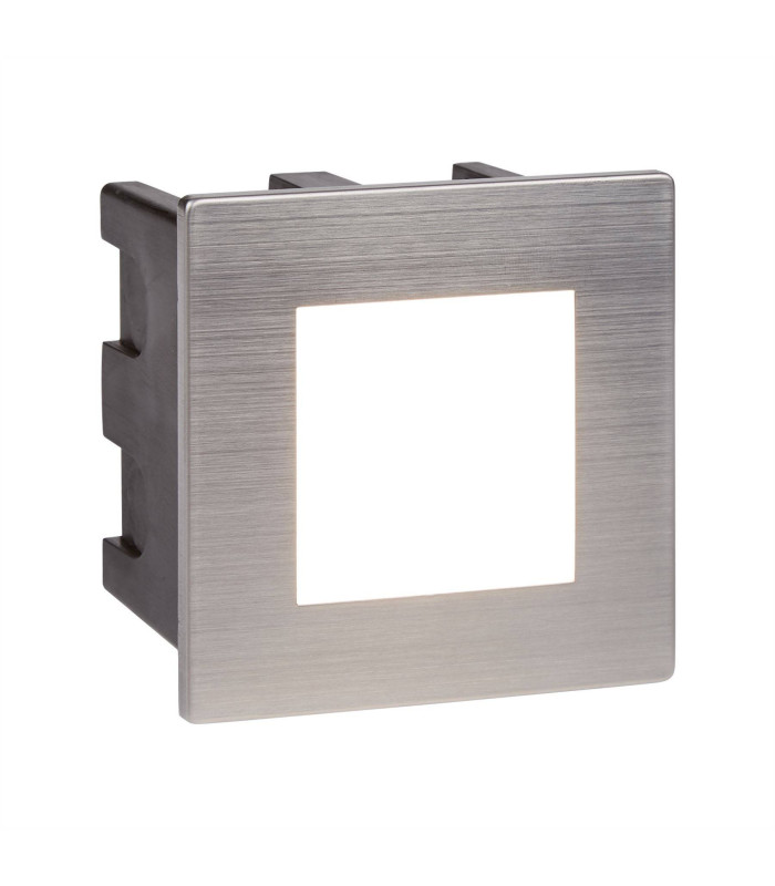 LED Indoor / Outdoor Square Recessed Marker Wall Light White Brushed Chrome IP65_Main