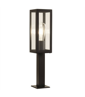 Box 1 Light Outdoor Short Bollard Light Black with Clear Glass IP44 E27_Main