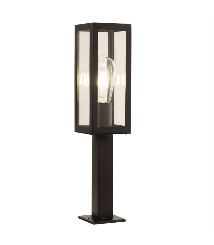 Box 1 Light Outdoor Short Bollard Light Black with Clear Glass IP44 E27_Main