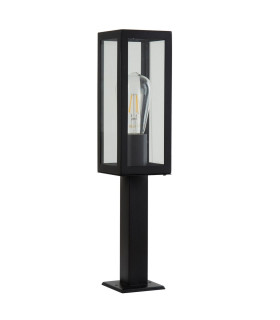 Box 1 Light Outdoor Short Bollard Light Black with Clear Glass IP44 E27_Off