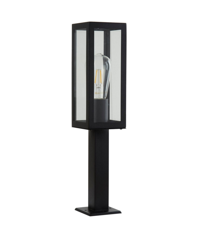 Box 1 Light Outdoor Short Bollard Light Black with Clear Glass IP44 E27_Off