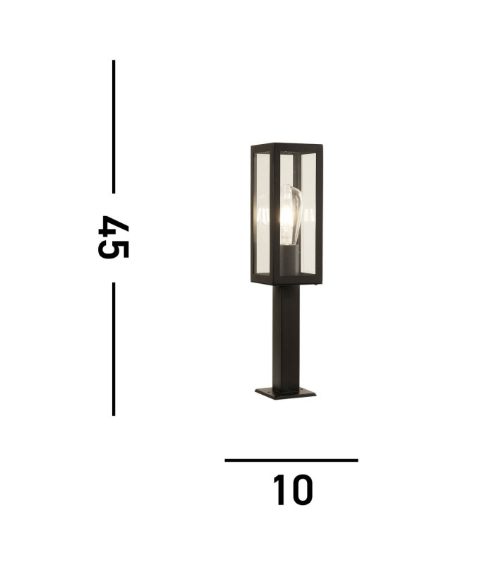 Box 1 Light Outdoor Short Bollard Light Black with Clear Glass IP44 E27_Line