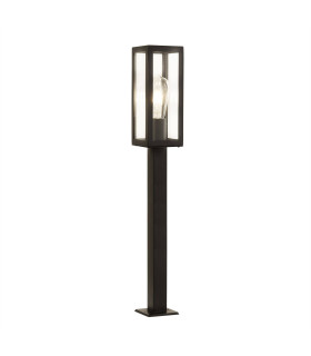 Box 1 Light Outdoor Tall Bollard Light Black with Clear Glass IP44 E27_Main
