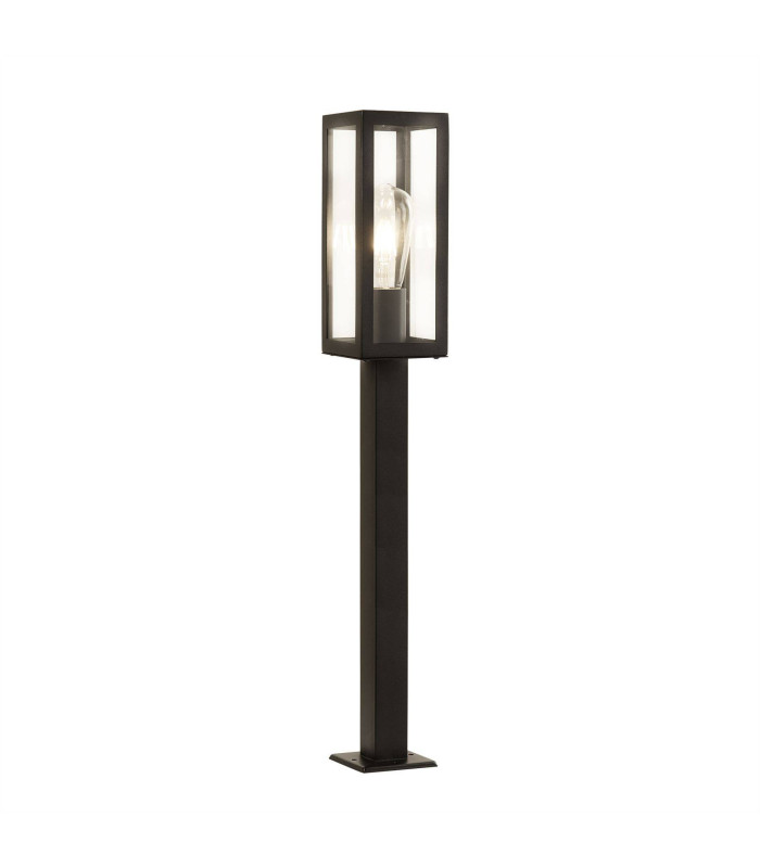 Box 1 Light Outdoor Tall Bollard Light Black with Clear Glass IP44 E27_Main
