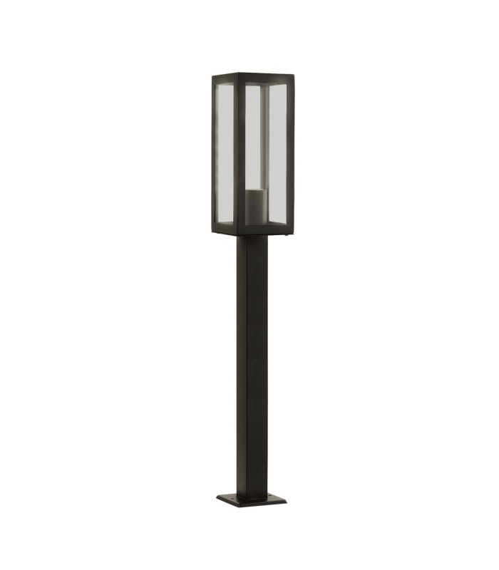 Box 1 Light Outdoor Tall Bollard Light Black with Clear Glass IP44 E27_Off