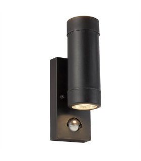 2 Light Outdoor Up Down Wall Light Black with PIR Sensor IP44 GU10_Main
