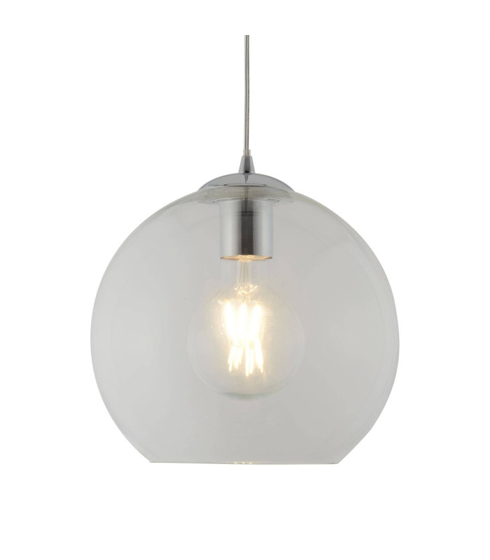 Balls 1 Light Dome Ceiling Pendant Chrome Clear Glass E27_Main