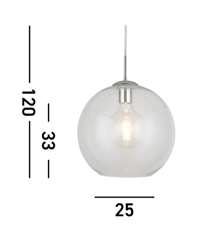 Balls 1 Light Dome Ceiling Pendant Chrome Clear Glass E27_Line