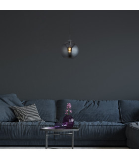 Balls 1 Light Dome Ceiling Pendant Chrome Smoked Glass E27_Room
