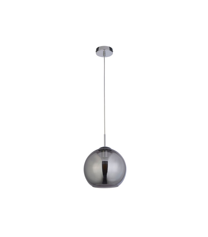 Balls 1 Light Dome Ceiling Pendant Chrome Smoked Glass E27_Off