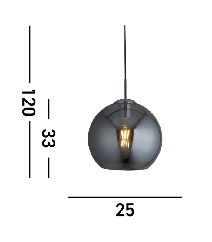 Balls 1 Light Dome Ceiling Pendant Chrome Smoked Glass E27_Line