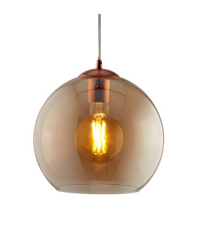 Balls 1 Light Dome Ceiling Pendant Antique Brass Amber Glass E27_Main