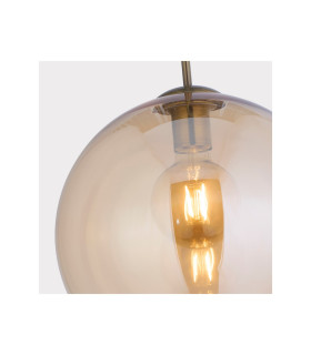 Balls 1 Light Dome Ceiling Pendant Antique Brass Amber Glass E27_Off