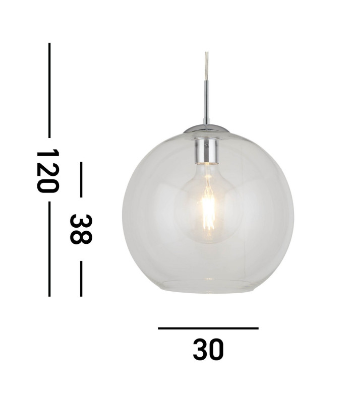 Balls 1 Light Dome Ceiling Pendant Chrome Clear Glass E27_Line