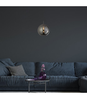 Balls 1 Light Dome Ceiling Pendant Chrome Smoked Glass E27_Room