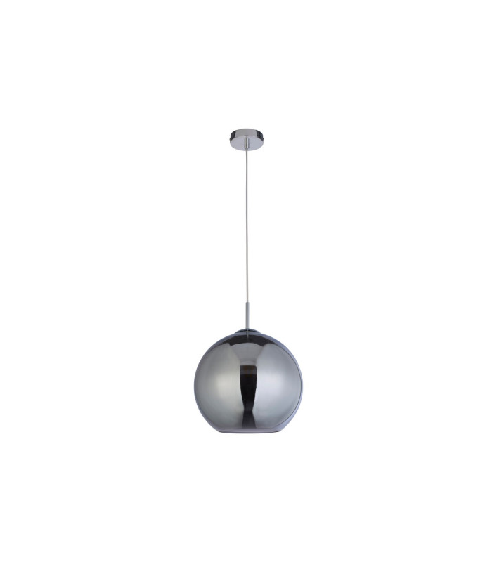Balls 1 Light Dome Ceiling Pendant Chrome Smoked Glass E27_Off