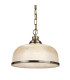 Bistro 1 Light Dome Ceiling Pendant White Antique Brass Glass E27_Main
