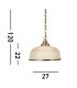 Bistro 1 Light Dome Ceiling Pendant White Antique Brass Glass E27_Line