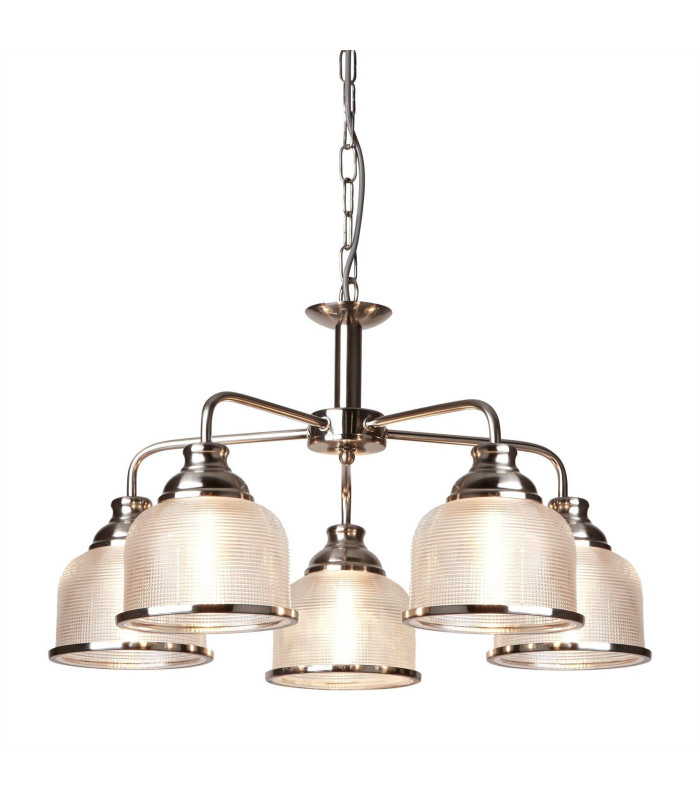 Bistro 5 Light Multi Arm Ceiling Pendant Silver White E27_Main