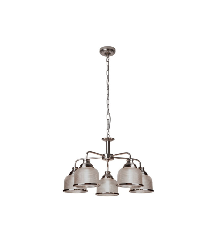 Bistro 5 Light Multi Arm Ceiling Pendant Silver White E27_Off