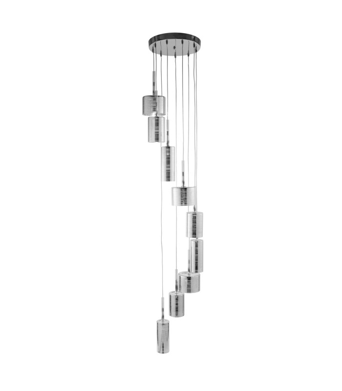 Linen 9 Light Ceiling Drop Pendant Chrome G4 Bulb_Off