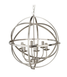 Orbit 6 Light Spherical Ceiling Pendant Satin Silver E14_Off