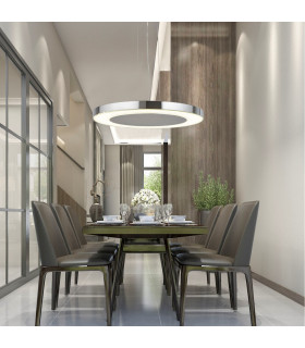 Lexi 1 Light Ceiling Pendant Chrome White Glass Integrated LED_Room
