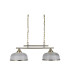 Bistro 2 Light Ceiling Pendant Bar White Antique Brass with Glass Shades E27_Off