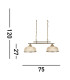 Bistro 2 Light Ceiling Pendant Bar White Antique Brass with Glass Shades E27_Line