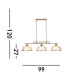 Bistro 3 Light Ceiling Pendant Bar White Antique Brass with Glass Shades E27_Line