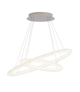 Circle Integrated LED 2 Light Ceiling Pendant Chrome with Glass Crystals_Main