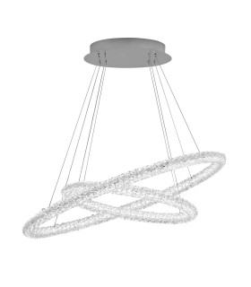 Circle Integrated LED 2 Light Ceiling Pendant Chrome with Glass Crystals_Off
