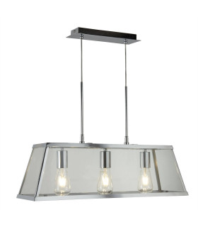 Voyager 3 Light Ceiling Pendant Bar Chrome Clear E27_Main