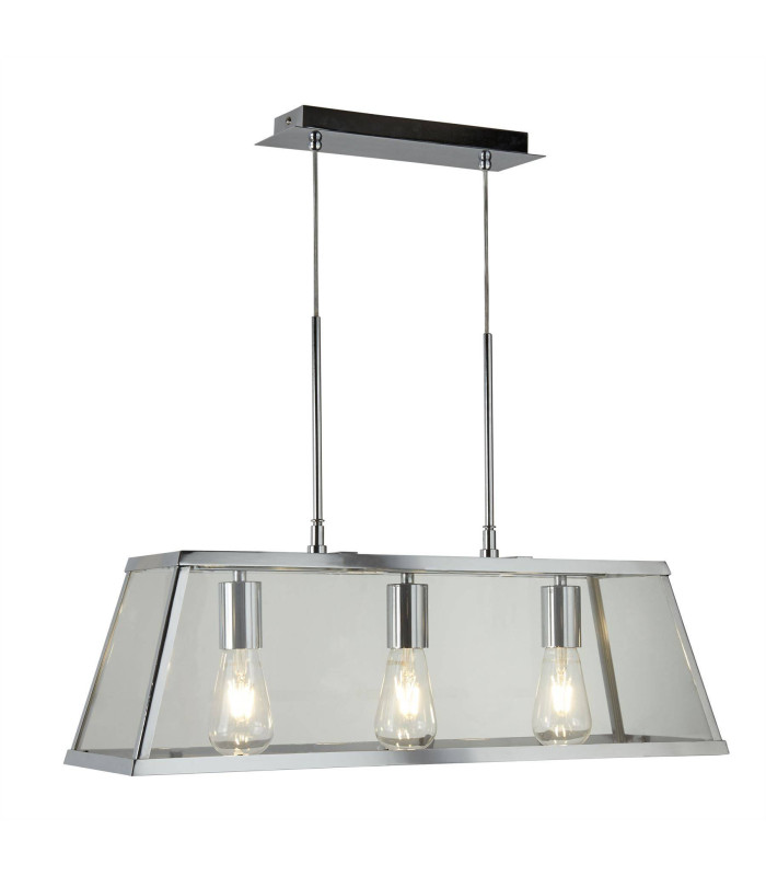 Voyager 3 Light Ceiling Pendant Bar Chrome Clear E27_Main