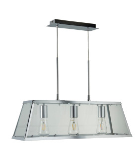 Voyager 3 Light Ceiling Pendant Bar Chrome Clear E27_Off
