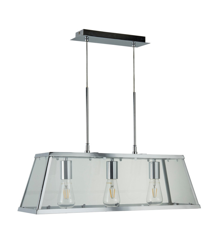 Voyager 3 Light Ceiling Pendant Bar Chrome Clear E27_Off