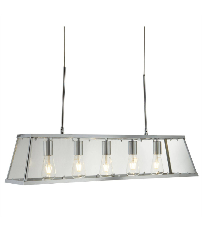 Voyager 5 Light Ceiling Pendant Bar Chrome Clear E27_Main