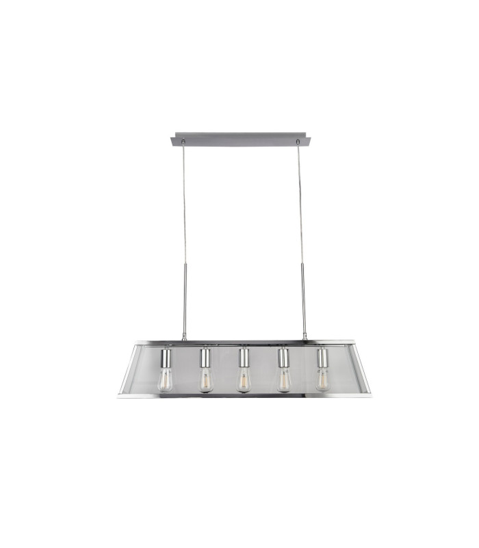 Voyager 5 Light Ceiling Pendant Bar Chrome Clear E27_Off